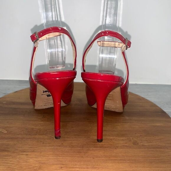 Jimmy Choo Patent Leather Slingback Pumps Heels Sandals Red Women’s size 38.5 - Picture 6 of 16